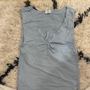 Sunday Best Sky Blue Tie-Front Tank Top